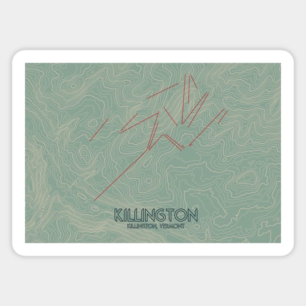 Killington Contour Topography Map Sticker by ChasingGnarnia